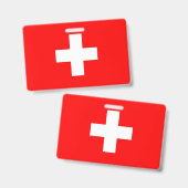 名前バッジ(スイス国旗) バッジ (正面&裏面)