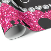 名前バラピンクのグリッターのクラウンのバルーンのケーキ ラッピングペーパー (ロールコーナー)