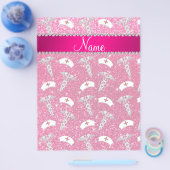 名前バラピンクグリッターナース帽子シルバーカドゥセウス チラシ (シングル)