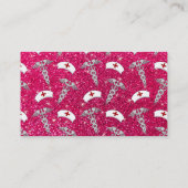 名前バラピンクグリッターナース帽子シルバーカドゥセウス 名刺 (裏面)