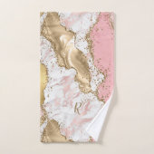 名前バラ金ゴールドピンクアガテリキッド&グリッター金ゴールド バスタオルセット (ハンドタオル)