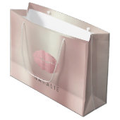 名前バラ金ゴールドピンクパールキスリップ好意ギフト ラージペーパーバッグ