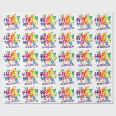 名前バルーンのカラフル追加ハッピーバースデーギフト ラッピングペーパー (フラット)