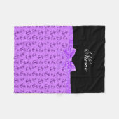 名前パステルパーソナライズされたパープルいかりボウ フリースブランケット (正面(横))