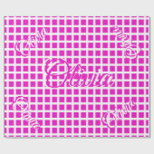 名前パターモダンンの白とホットピンクを追加 ラッピングペーパー (フラット)