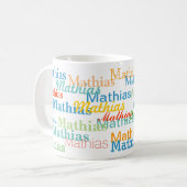 名前パターンを白に作成 コーヒーマグカップ (正面左)