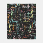 名前パターン（の模様が）あるフリースブランケット色フォントスタイル フリースブランケット (正面)