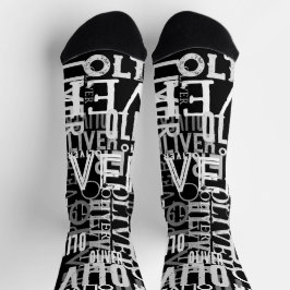 名前パターン（の模様が）あるブラッククルーソックス ソックス