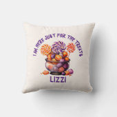 名前パンプキ不気味ンパープルオレンジキッズハロウィーン クッション (裏面)