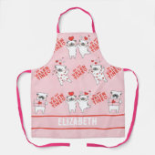 名前パーソナライズされたおもしろい犬ピンクエプロン エプロン (正面)