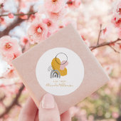 名前パーソナライズされたからの贈り物の黄色い抽象芸術 ラウンドシール