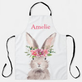 名前パーソナライズされたかわいいイースターバニー卵狩り エプロン (正面)