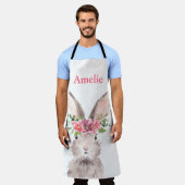 名前パーソナライズされたかわいいイースターバニー卵狩り エプロン (着用した状態)