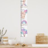 名前パーソナライズされたかわいいクマのベビー成長図 ポスター (キッチン)