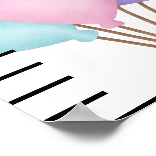 名前パーソナライズされたかわいいクマのベビー成長図 ポスター (角)