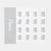 名前パーソナライズされたかわいいグレー象ベビーブランケット フリースブランケット (正面(横))