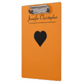 名前パーソナライズされたかわいいスクリプモダントのオレンジ色の愛 クリップボード (左)