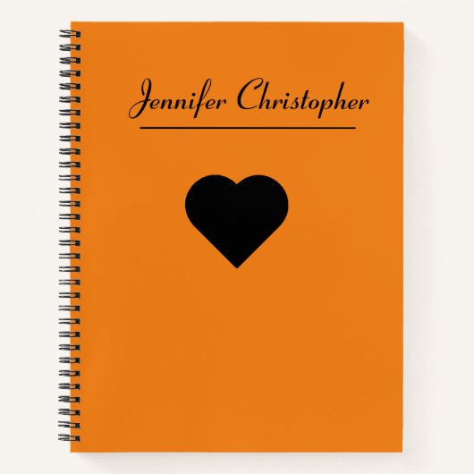 名前パーソナライズされたかわいいスクリプモダントのオレンジ色の愛 ノートブック (正面)
