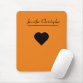 名前パーソナライズされたかわいいスクリプモダントのオレンジ色の愛 マウスパッド (マウス)