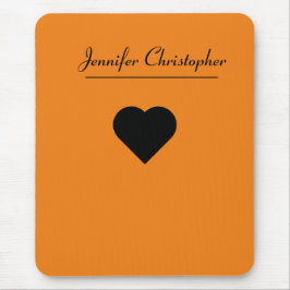 名前パーソナライズされたかわいいスクリプモダントのオレンジ色の愛 マウスパッド