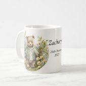 名前パーソナライズされたかわいいテディベアマグカップ コーヒーマグカップ (正面左)