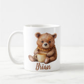 名前パーソナライズされたかわいいテディベア コーヒーマグカップ (左)