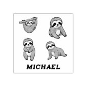 名前パーソナライズされたかわいいナマケモノ ラバースタンプ (インプリント)