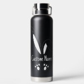 名前パーソナライズされたかわいいバニー復活祭 ウォーターボトル (背面)