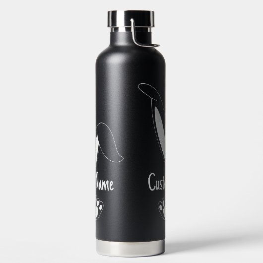 名前パーソナライズされたかわいいバニー復活祭 ウォーターボトル (左面)