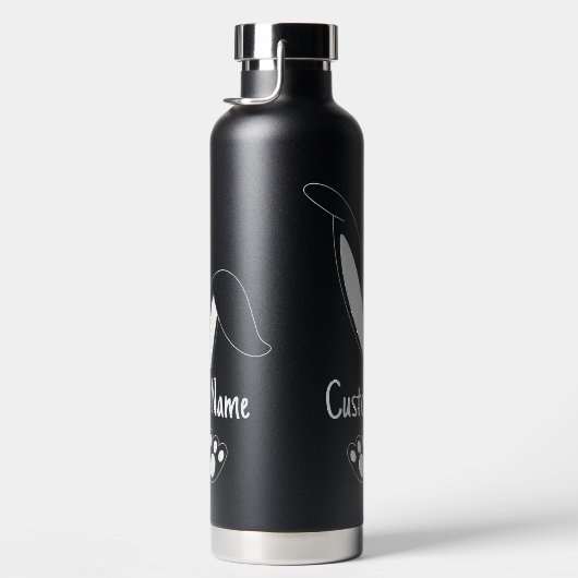 名前パーソナライズされたかわいいバニー復活祭 ウォーターボトル (右面)