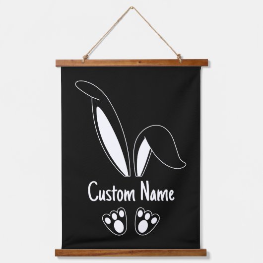 名前パーソナライズされたかわいいバニー復活祭 吊り下げ型タペストリー (正面)