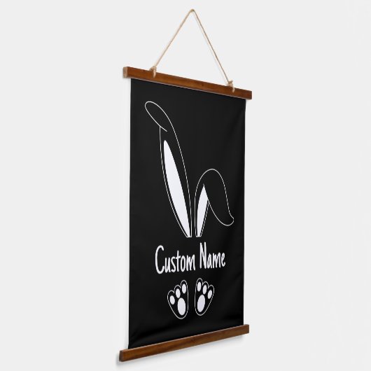 名前パーソナライズされたかわいいバニー復活祭 吊り下げ型タペストリー (傾斜あり)