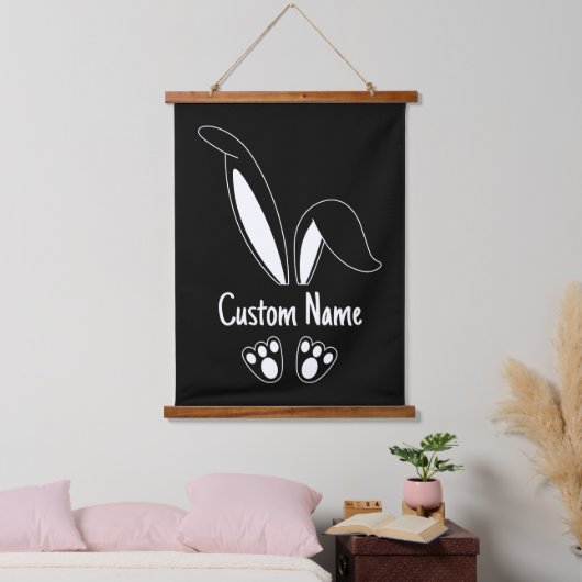 名前パーソナライズされたかわいいバニー復活祭 吊り下げ型タペストリー (寝室)