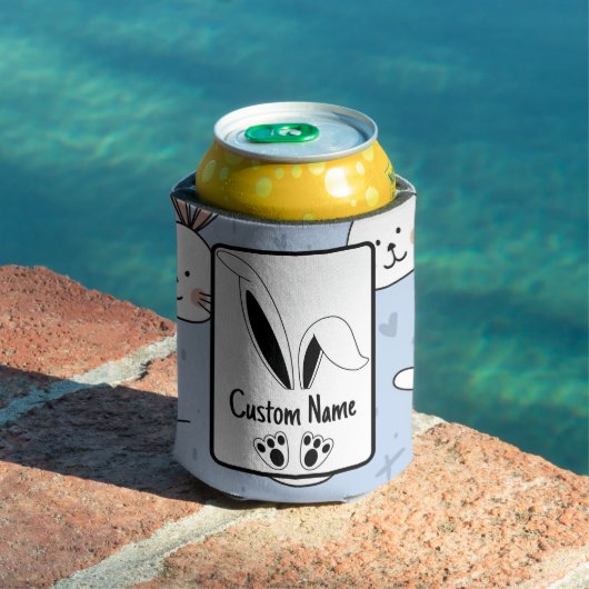 名前パーソナライズされたかわいいバニー復活祭 缶クーラー (インサイチュ プール)