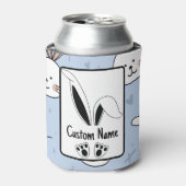 名前パーソナライズされたかわいいバニー復活祭 缶クーラー (缶正面)