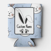 名前パーソナライズされたかわいいバニー復活祭 缶クーラー (正面)