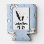 名前パーソナライズされたかわいいバニー復活祭 缶クーラー (裏面)