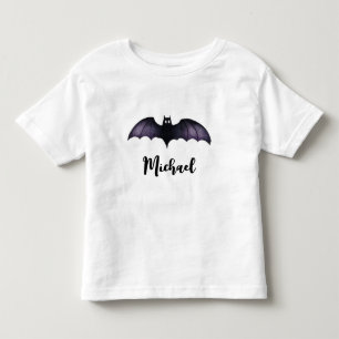 名前パーソナライズされたかわいいブ不気味ラックこうもりハロウィーン トドラーTシャツ