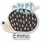 名前パーソナライズされたかわいいヘッジホッグのノートブックラベル シール (正面)