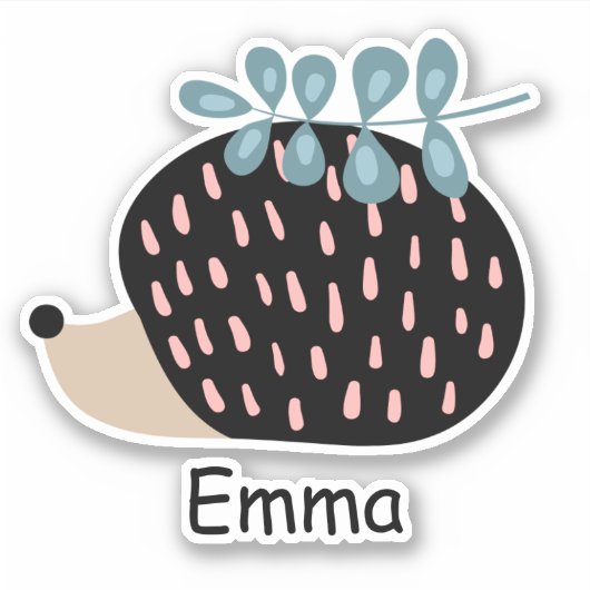 名前パーソナライズされたかわいいヘッジホッグのノートブックラベル シール (正面)