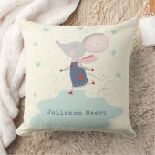 名前パーソナライズされたかわいいマウスアイススケートで滑る冬 クッション (ブランケット)