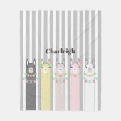 名前パーソナライズされたかわいいレトロラカラフルマスキッズ フリースブランケット (正面)