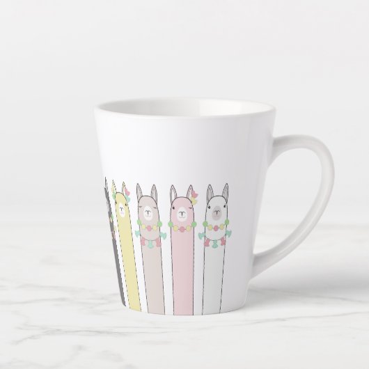 名前パーソナライズされたかわいいレトロラカラフルマス カフェラテマグ (右)