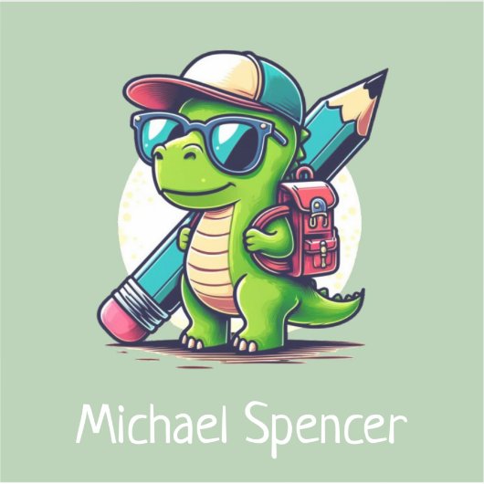 名前パーソナライズされたかわいい少年たち恐竜の緑 シール (正面)