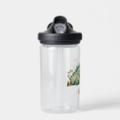 名前パーソナライズされたかわいい水彩恐竜 ウォーターボトル (正面)