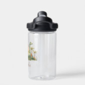 名前パーソナライズされたかわいい水彩恐竜 ウォーターボトル (背面)