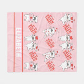 名前パーソナライズされたかわいい犬ピンクフリースブランケット フリースブランケット (正面(横))