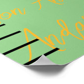 名前パーソナライズされたかわいい男の赤ちゃん成長図 ポスター (角)