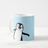 名前パーソナライズされたかわいい覗きペンギン青 コーヒーマグカップ (正面左)