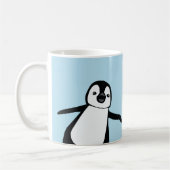 名前パーソナライズされたかわいい覗きペンギン青 コーヒーマグカップ (左)